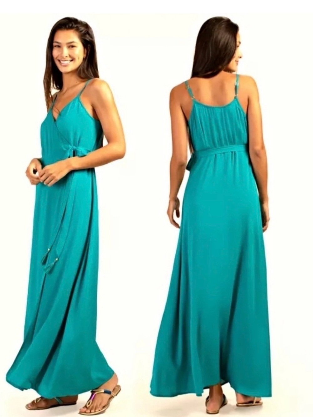 Trina Turk Teal Sleeveless Wrap Maxi Pool Dress!